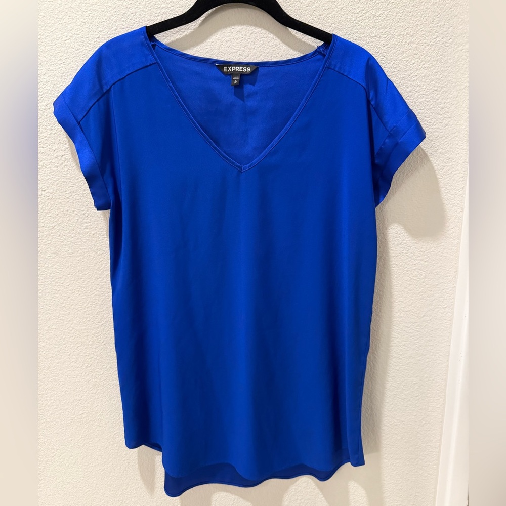 Express Women's Royal Blue V-Neck Blouse